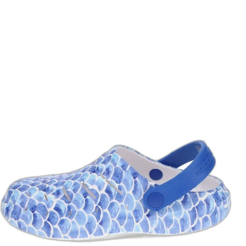 Rugged Shark BIG GIRL Clogs SIZE 4 Blue Pattern Waterproof NEW